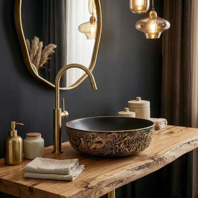 Aufsatzwaschbecken Babilon Gold Ø42cm