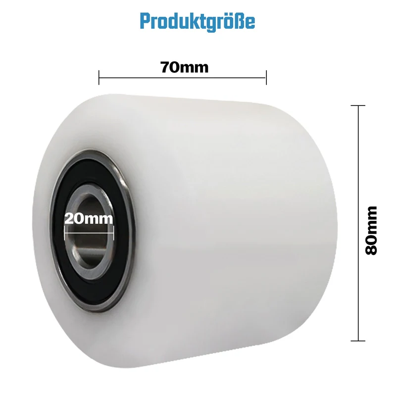 XIIW 2x Nylon Hubwagenrollen 80x70 mm Weiß, Achse 20 mm, Lastrollen für Handhubwagen, bis 1000 kg pro Rolle