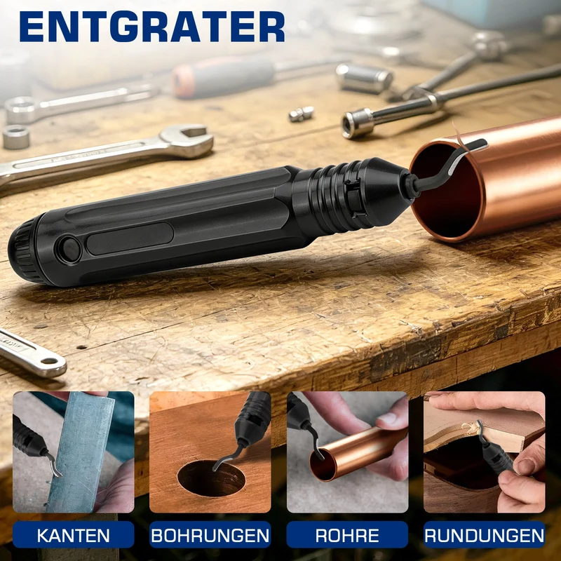 XIIW Hydraulische Presszange 80 kN, V- & TH-Kontur 12–32 mm, 14-teiliges Rohrpresszangen-Set mit Rohrschneidern und Entgrater