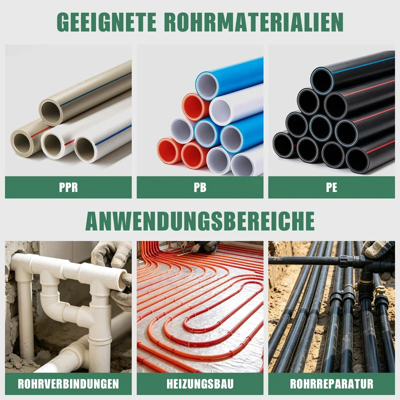 XIIW Muffenschweißgerät 1500 W, Digitalanzeige, 6 Heizschuhe Ø20–63 mm für PPR, PE, PB und PERT