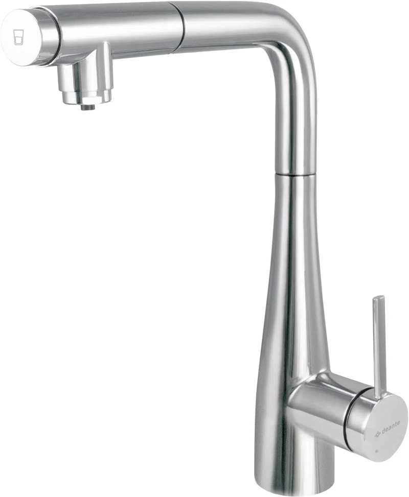 DEANTE Eridan Küchenarmatur mit Anschluss für Wasserfilter und ausziehbarer Auslaufbrause // Chrom // BRE-075M
