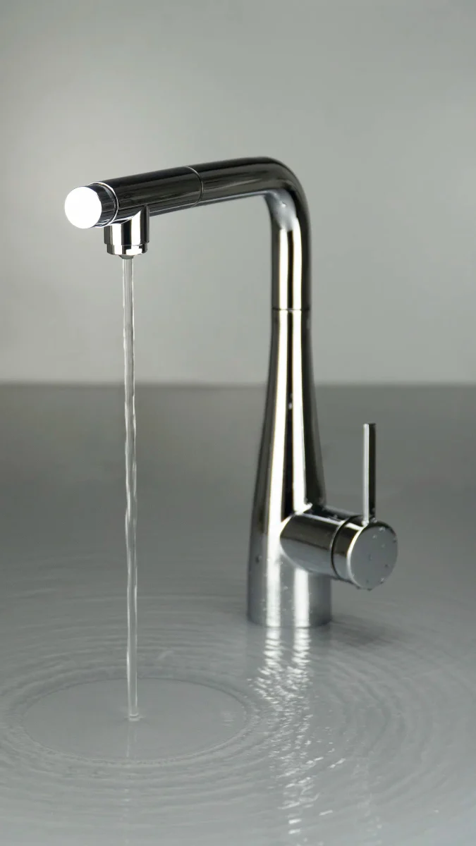 DEANTE Eridan Küchenarmatur mit Anschluss für Wasserfilter und ausziehbarer Auslaufbrause // Chrom // BRE-075M