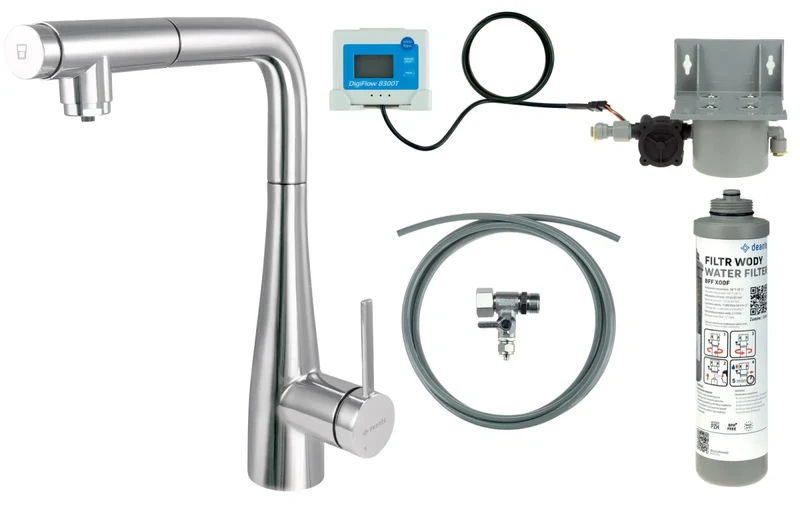 DEANTE Eridan Küchenarmatur mit ausziehbarer Auslaufbrause und Wasserfilter // Chrom // BREF075M
