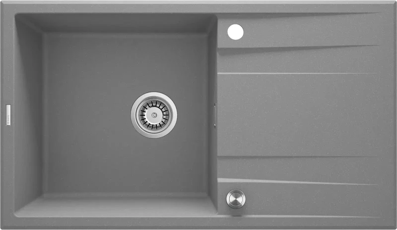 DEANTE Eridan Granitspülbecken mit Abtropffläche // Grau Metallic // ZQE-S113