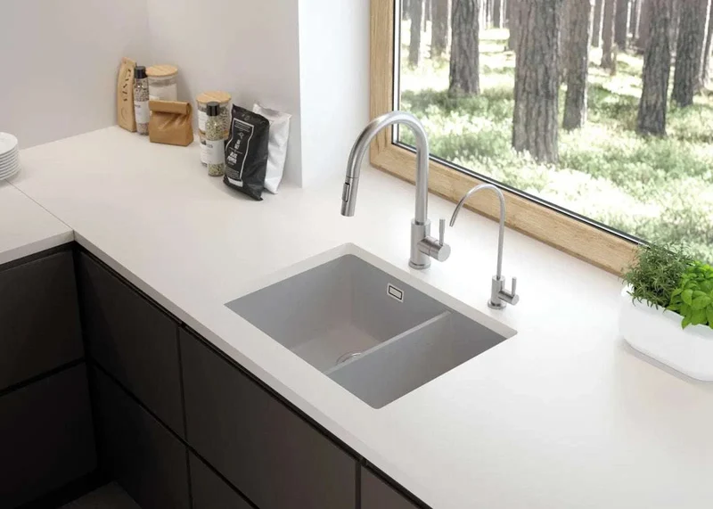 DEANTE Eridan Granitspülbecken - 1.5-Becken // Grau Metallic // ZQE-S503