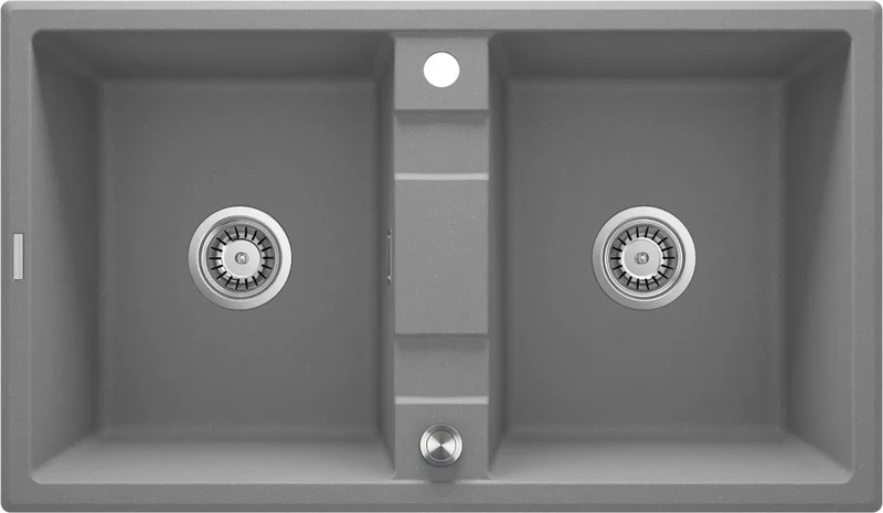 DEANTE Eridan Granitspülbecken - 2 Becken // Grau Metallic // ZQE-S203