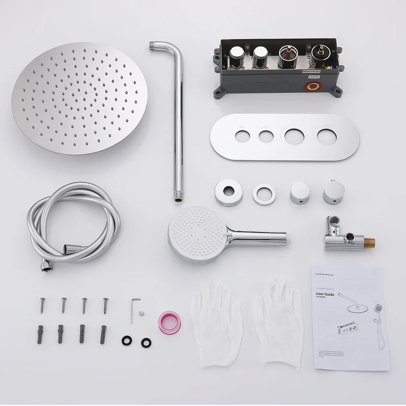 HOMELODY Duschsystem Chrom Unterputz Duscharmatur Duschsystem mit Thermostat 40℃