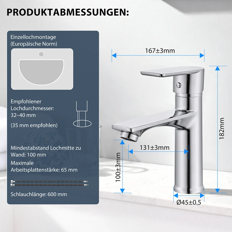 Homelody Waschtischarmatur Badezimmer Einhebelmischer Mischbatterien