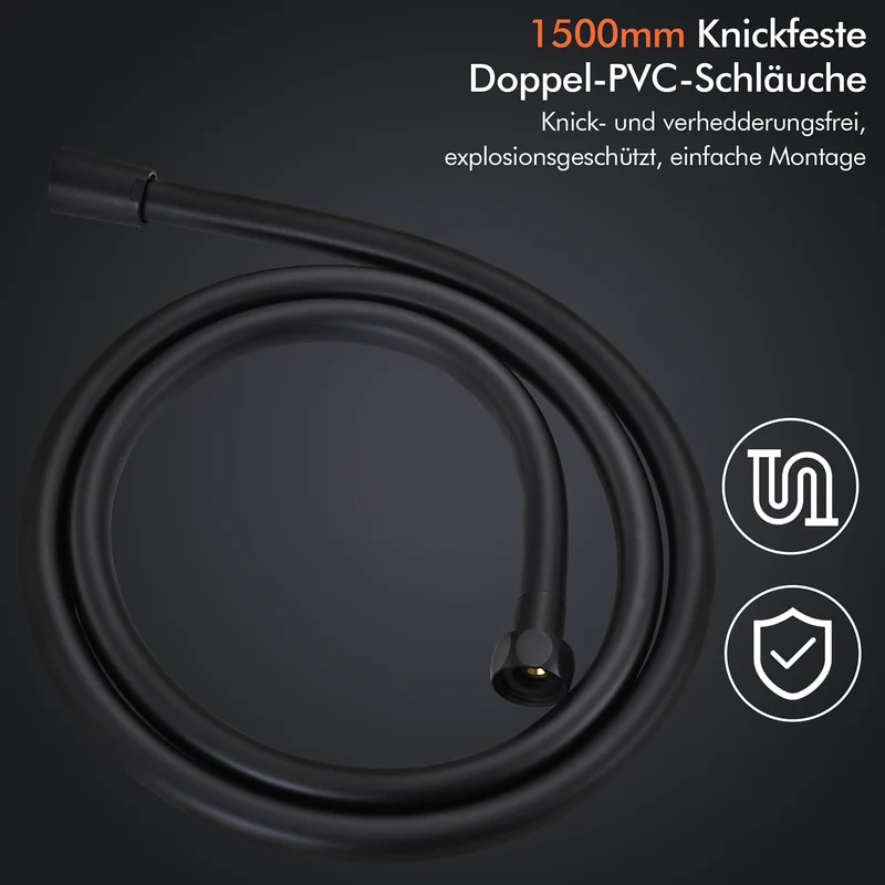 HOMELODY Schwarz Unterputz Duscharmatur Set mit Thermostat 38℃