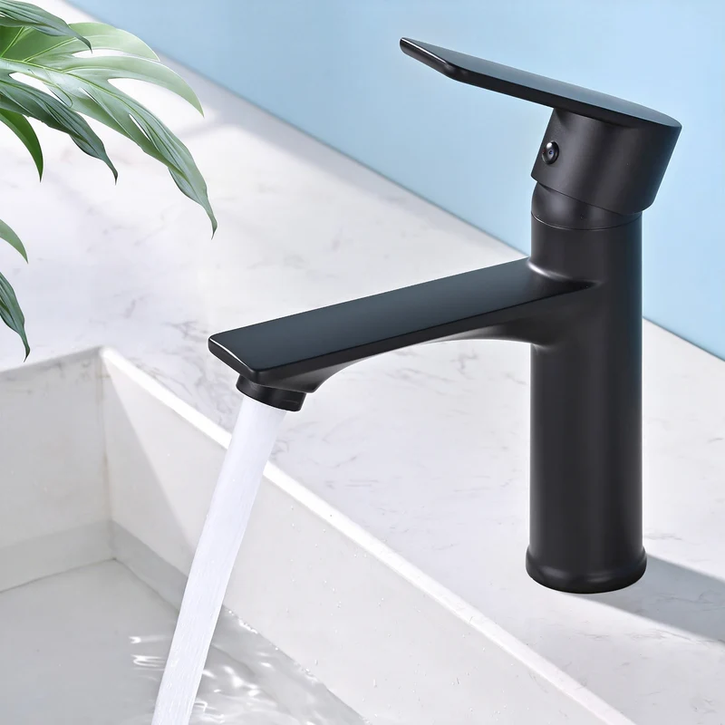 HOMELODY Wasserhahn Bad Schwarz Waschtischarmatur Mischbatterie Bad Armatur Badezimmer Waschbeckenarmatur Einhebelmischer