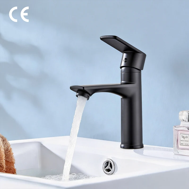 HOMELODY Wasserhahn Bad Schwarz Waschtischarmatur Mischbatterie Bad Armatur Badezimmer Waschbeckenarmatur Einhebelmischer
