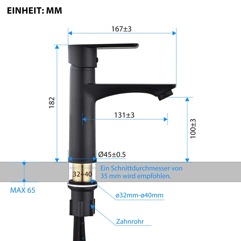 HOMELODY Wasserhahn Bad Schwarz Waschtischarmatur Mischbatterie Bad Armatur Badezimmer Waschbeckenarmatur Einhebelmischer