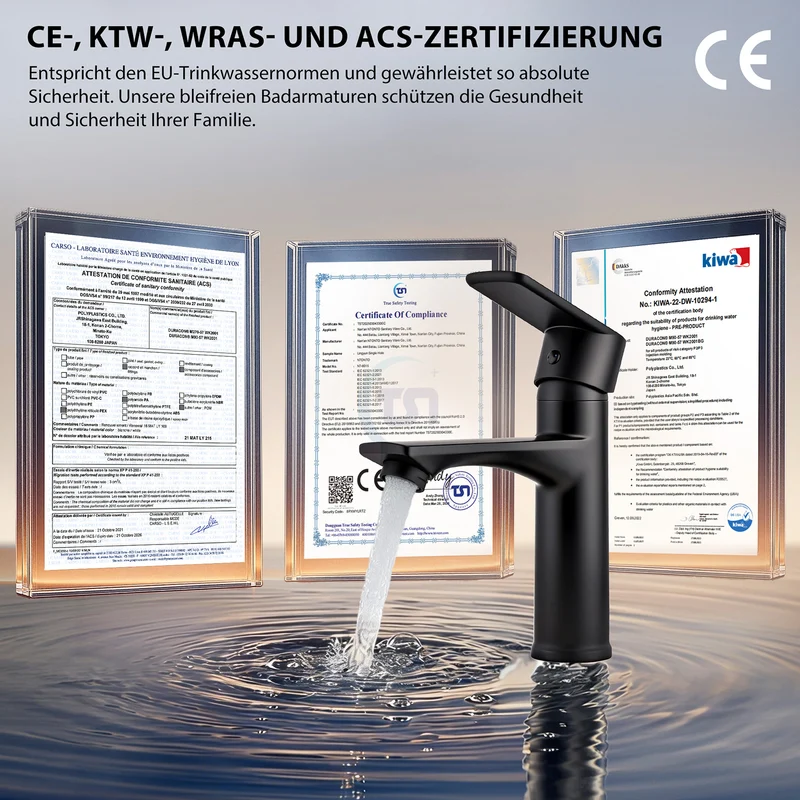 HOMELODY Wasserhahn Bad Schwarz Waschtischarmatur Mischbatterie Bad Armatur Badezimmer Waschbeckenarmatur Einhebelmischer