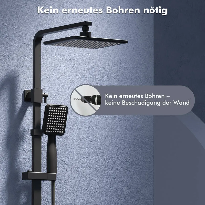 HOMELODY Duschsystem mit Thermostat Komplettset mit Wasserfall-Badewannen-Mischbatterie mit 4-Funktions-Handbrause