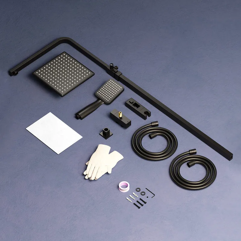 HOMELODY Duschsystem mit Thermostat Komplettset mit Wasserfall-Badewannen-Mischbatterie mit 4-Funktions-Handbrause