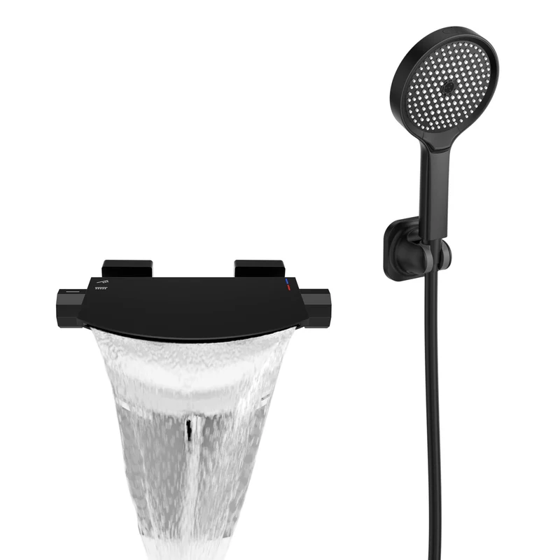 HOMELODY Wasserfall-Badewannen-Mischbatterie mit 4-Funktions-Handbrause