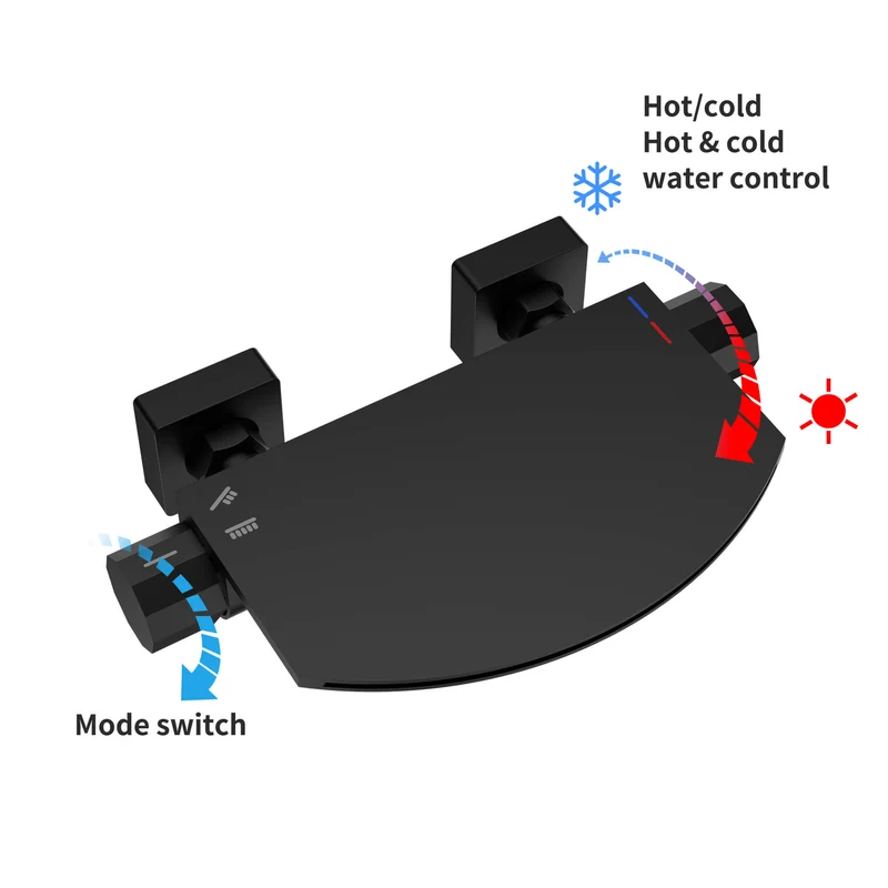 HOMELODY Wasserfall-Badewannen-Mischbatterie mit 4-Funktions-Handbrause