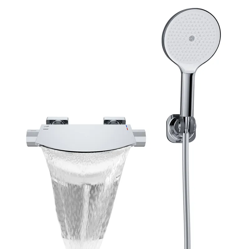 HOMELODY Wasserfall-Badewannen-Mischbatterie mit 4-Funktions-Handbrause