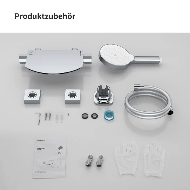 HOMELODY Wasserfall-Badewannen-Mischbatterie mit 4-Funktions-Handbrause