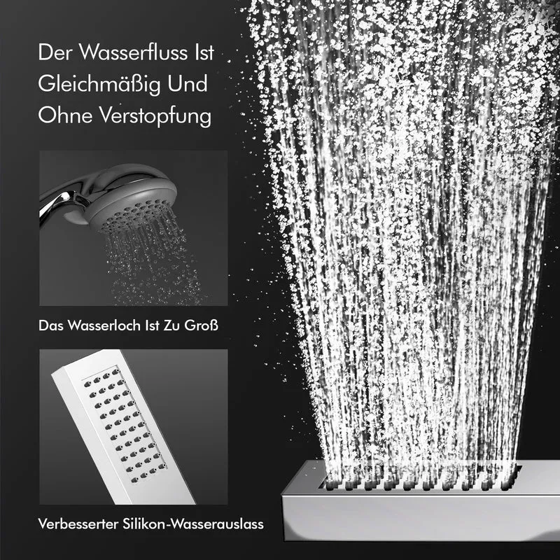 HOMELODY Duschsystem mit Thermostat Regendusche mit Armatur Eckig Duschset Messing Kopfbrause Edelstahl 30x30CM