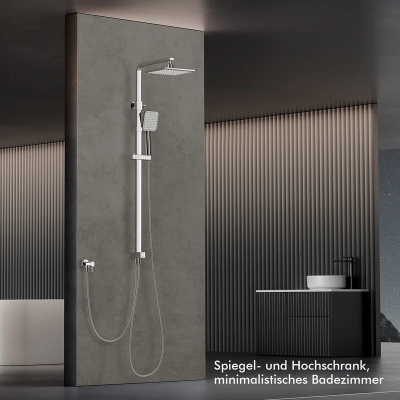 HOMELODY Duschsystem 3 Funktion Thermostat Duschsystem Regendusche mit Duscharmatur, quadratischem Duschkopf