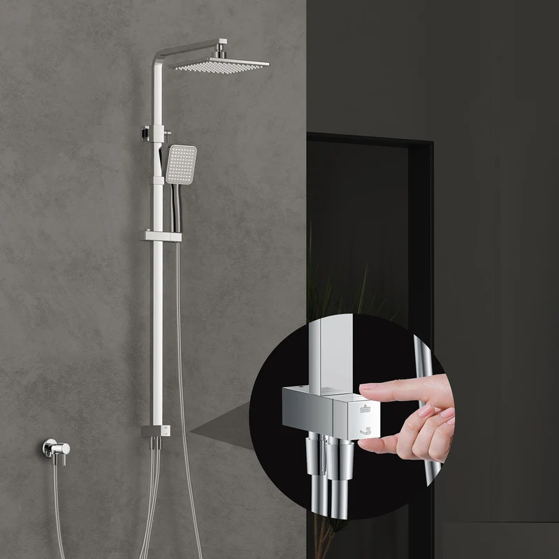 HOMELODY Duschsystem 3 Funktion Thermostat Duschsystem Regendusche mit Duscharmatur, quadratischem Duschkopf
