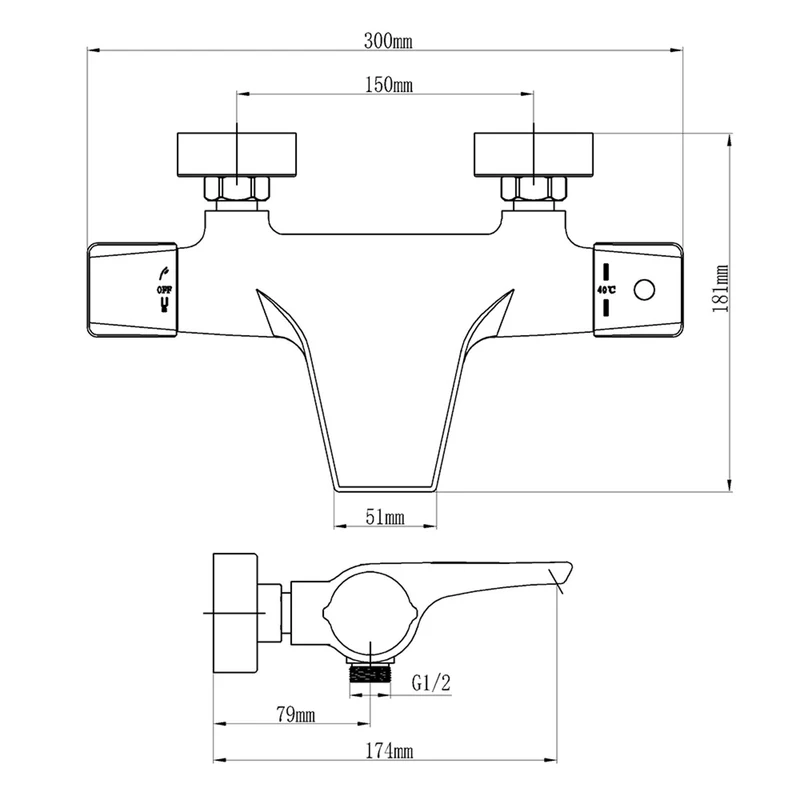 Kombipackung - Homelody Duschsystem mit Regendusche, Handbrause und Thermostat in Schwarz