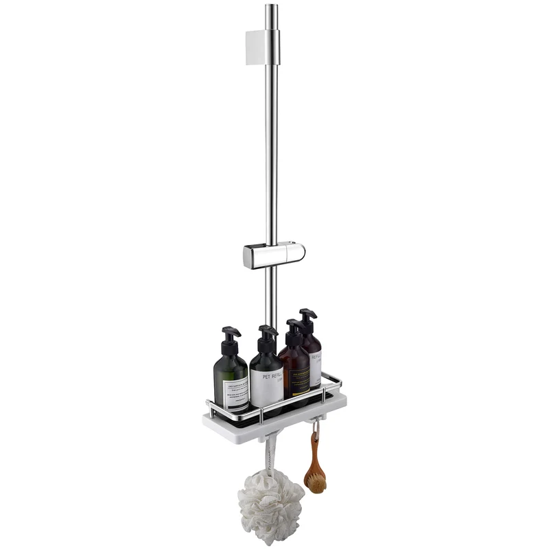Homelody Duschstange ohne Bohren Edelstahl höhenverstellbar mit Ablage,90cm
