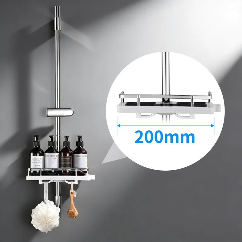 Homelody Duschstange ohne Bohren Edelstahl höhenverstellbar mit Ablage,90cm