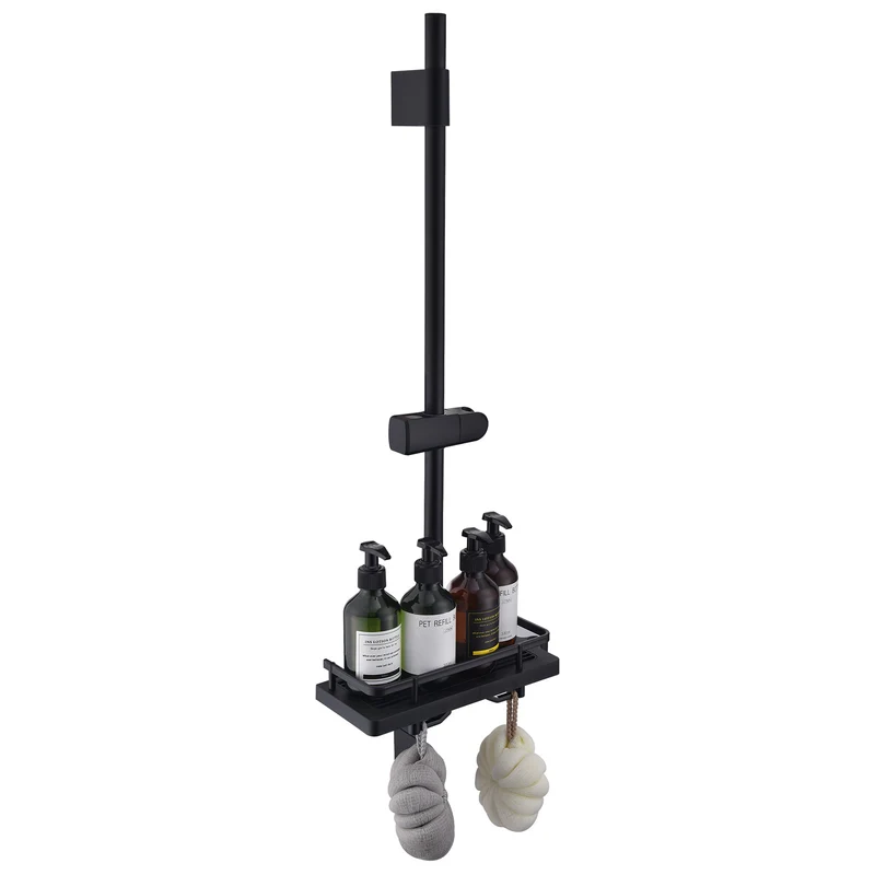 Homelody Duschstange ohne Bohren Edelstahl höhenverstellbar mit Ablage,90cm