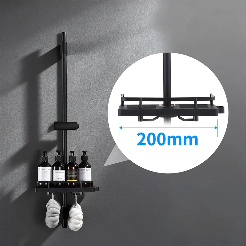 Homelody Duschstange ohne Bohren Edelstahl höhenverstellbar mit Ablage,90cm