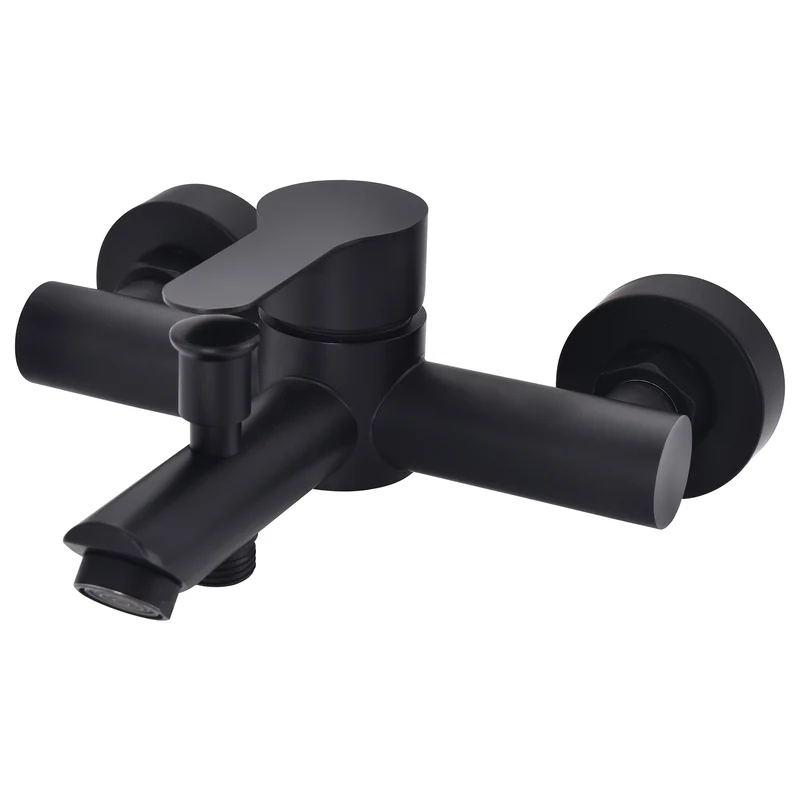 Homelody Wannenarmatur Badewannenarmatur Schwarz Wandarmatur mit Umsteller G1/2