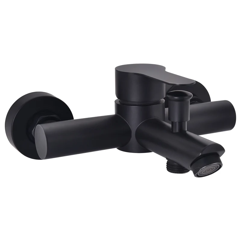 Homelody Wannenarmatur Badewannenarmatur Schwarz Wandarmatur mit Umsteller G1/2