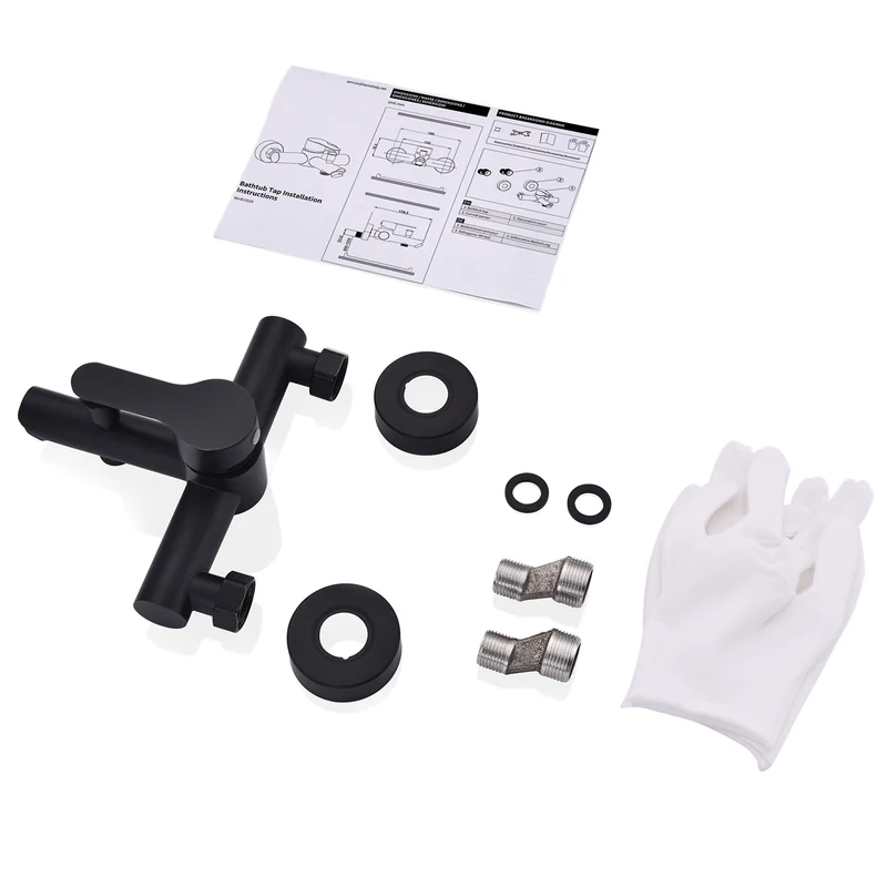 Homelody Wannenarmatur Badewannenarmatur Schwarz Wandarmatur mit Umsteller G1/2