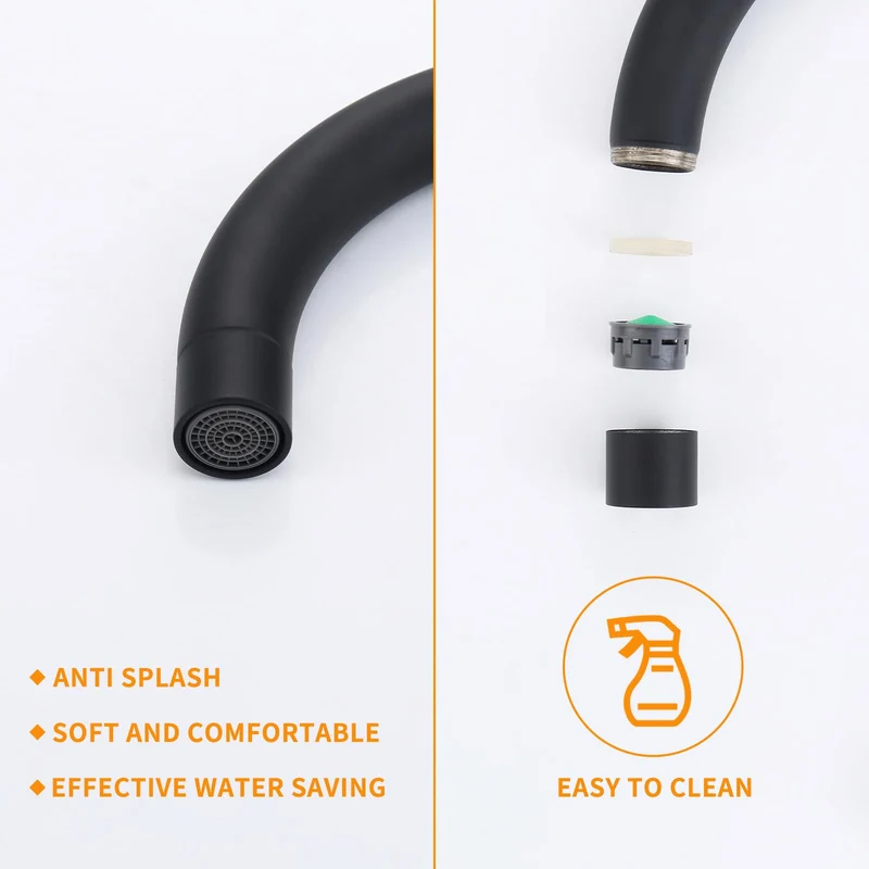 HOMELODY Schwarzer Wasserhahn Küche Mischbatterie Küchenarmatur mit Hoher Auslauf und G3/8 Anschluss, Hochdruck Spültischarmatur 360° Schwenkbar, Edelstahl Faucet Einhebel Kitchen Tap, Matt Schwarz