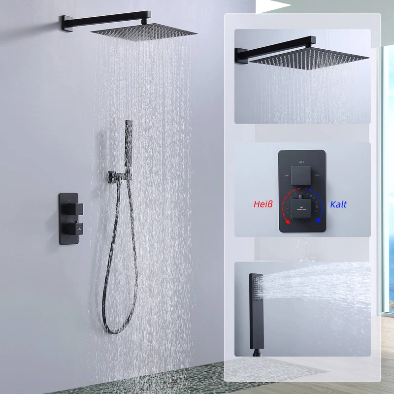 Homelody Unterputz-Duschsystem Thermostat Messing Dusche