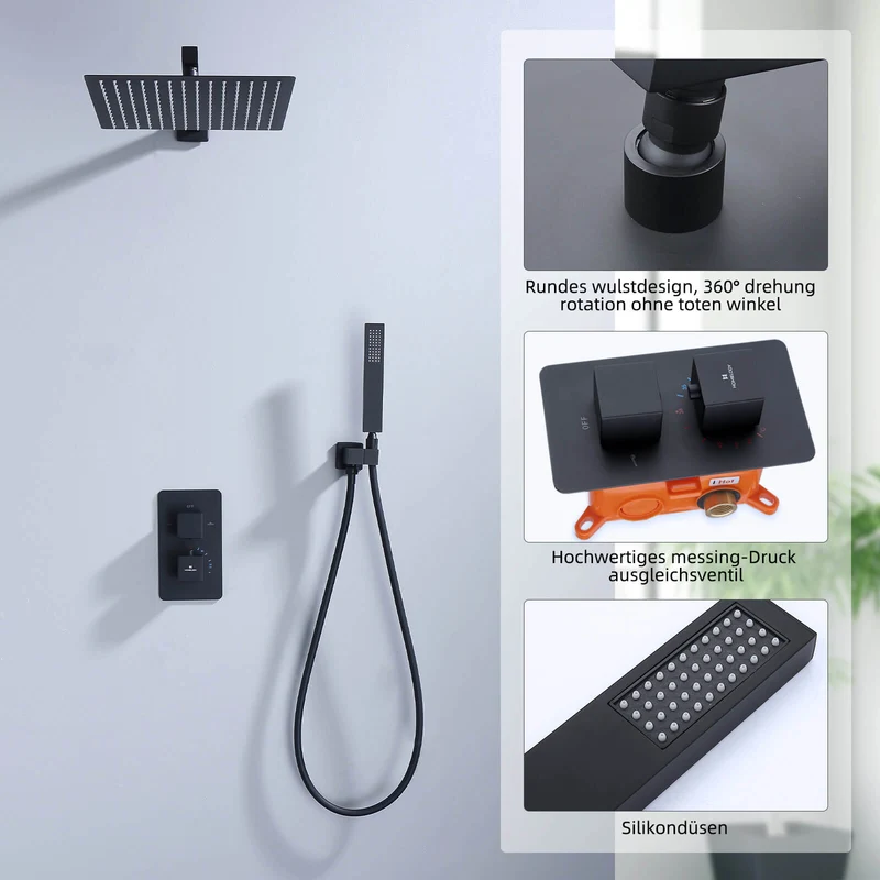 Homelody Unterputz-Duschsystem Thermostat Messing Dusche