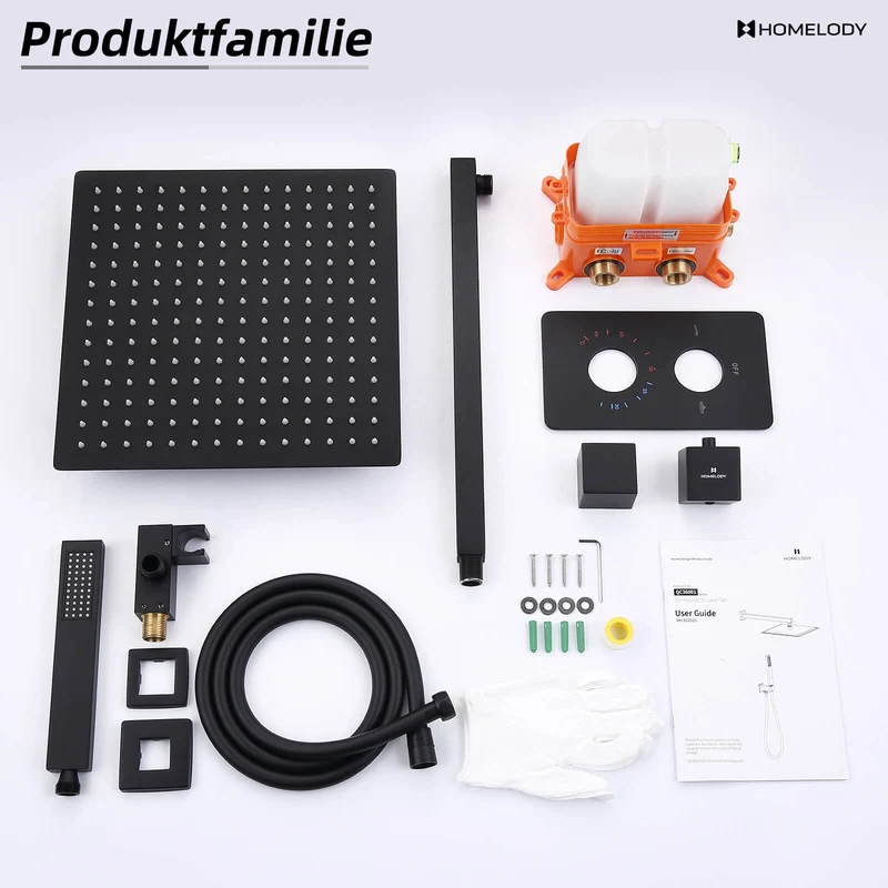 Homelody Unterputz-Duschsystem Thermostat Messing Dusche