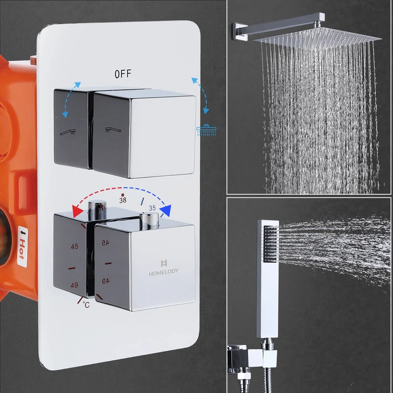 Homelody Unterputz-Duschsystem Thermostat Messing Dusche