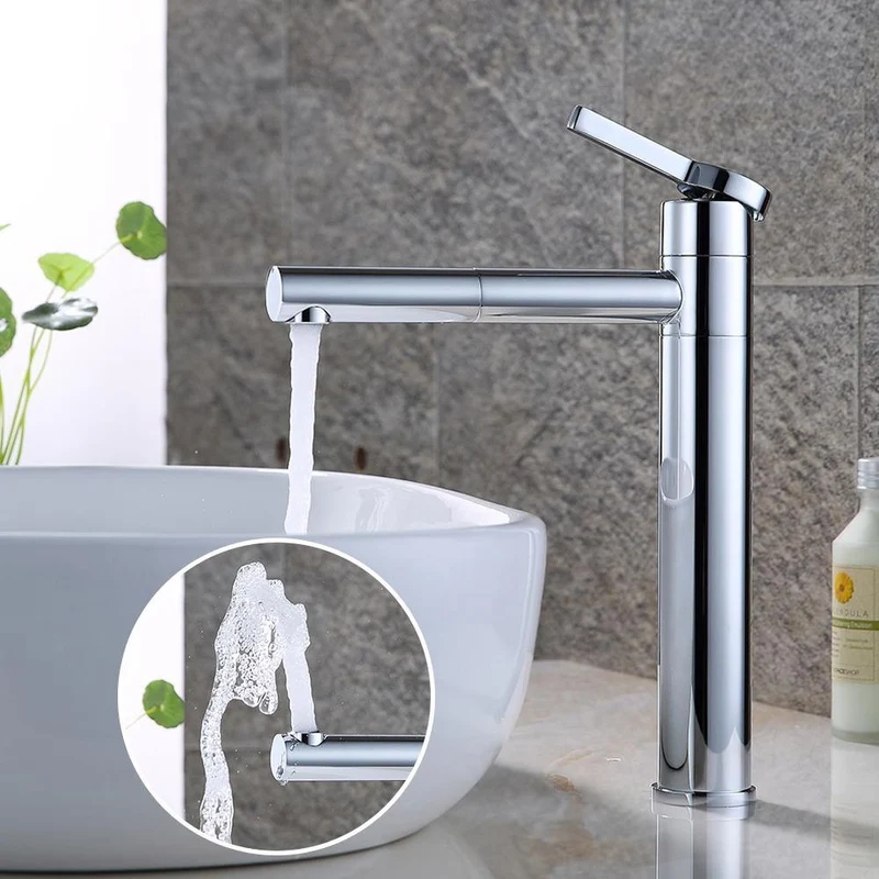Doppelt 360° drehbar Hohe Waschtischarmatur Chrom Homelody Wasserhahn Bad für Waschbecken im Badezimmer armaturen