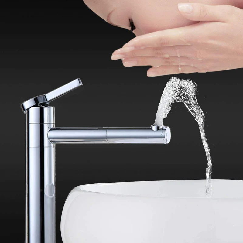 Doppelt 360° drehbar Hohe Waschtischarmatur Chrom Homelody Wasserhahn Bad für Waschbecken im Badezimmer armaturen