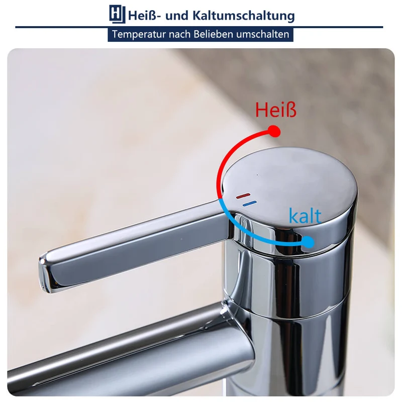 Doppelt 360° drehbar Hohe Waschtischarmatur Chrom Homelody Wasserhahn Bad für Waschbecken im Badezimmer armaturen