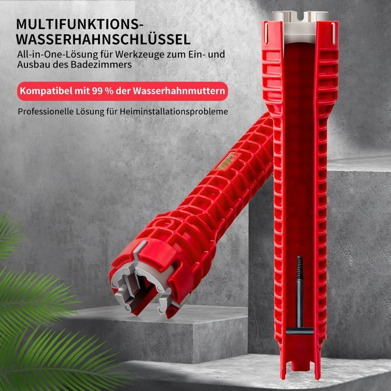 Homelody Rohrschlüssel 8 in 1 Spülenschlüssel Armaturenschlüssel Multifunktion Rohrschlüssel, Wasserhahn Schlüssel Wasserhahn Werkzeug Rohrzange Spülenschlüssel