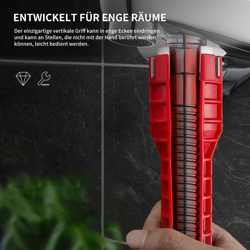 Homelody Rohrschlüssel 8 in 1 Spülenschlüssel Armaturenschlüssel Multifunktion Rohrschlüssel, Wasserhahn Schlüssel Wasserhahn Werkzeug Rohrzange Spülenschlüssel