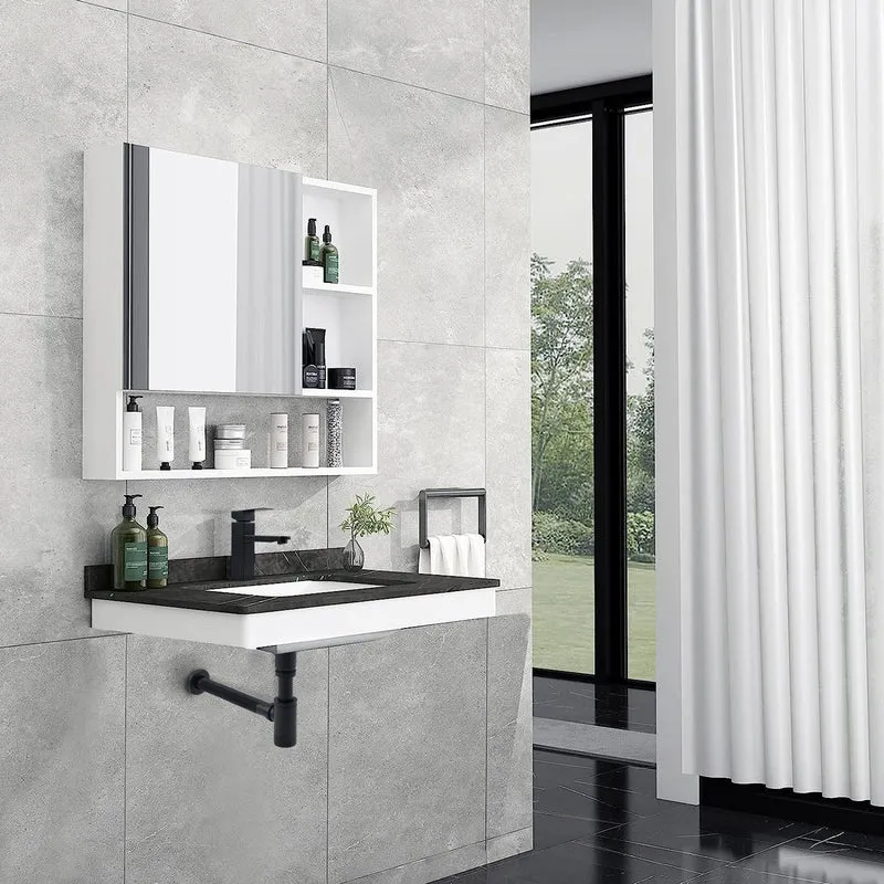 Homelody Ablaufgarnitur Siphon Pop Up Ablaufgarnitur mit Überlauf Universal Röhrensiphon Set, Waschtisch Bad Geruchsverschluss Stöpsel Abfluss Garnitur Schwarz