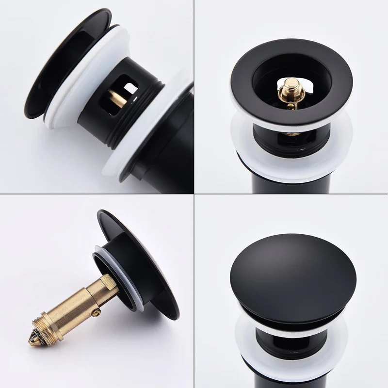 Homelody Ablaufgarnitur Siphon Pop Up Ablaufgarnitur mit Überlauf Universal Röhrensiphon Set, Waschtisch Bad Geruchsverschluss Stöpsel Abfluss Garnitur Schwarz