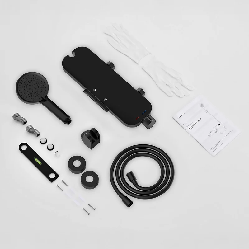 Homelody Duschsystem Badewannenarmatur mit Ablage 370 mm und 3-Funktions-Handbrause