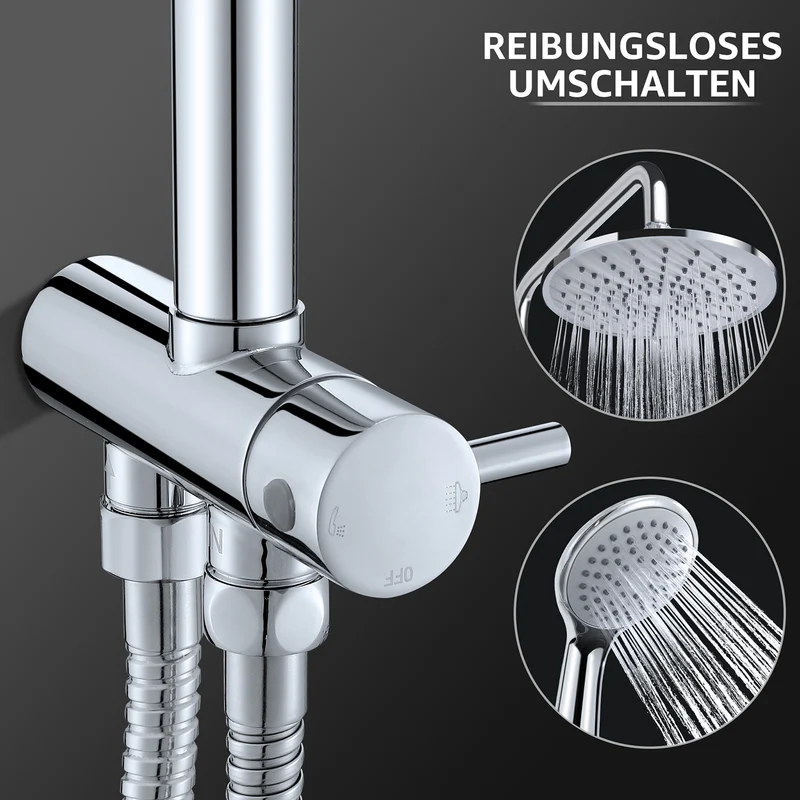 Homelody Duschsystem Abnehmbares Duschsystem mit Wasserfall Badzubehör Duschzubehör