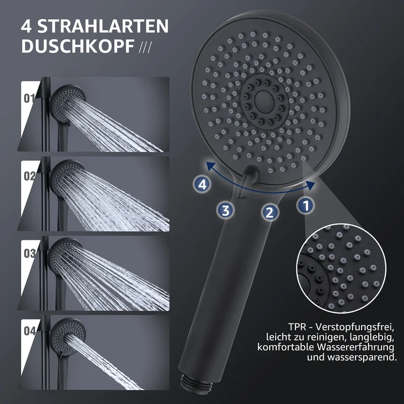 Homelody Duschsystem Abnehmbares Duschsystem mit Wasserfall Badzubehör Duschzubehör