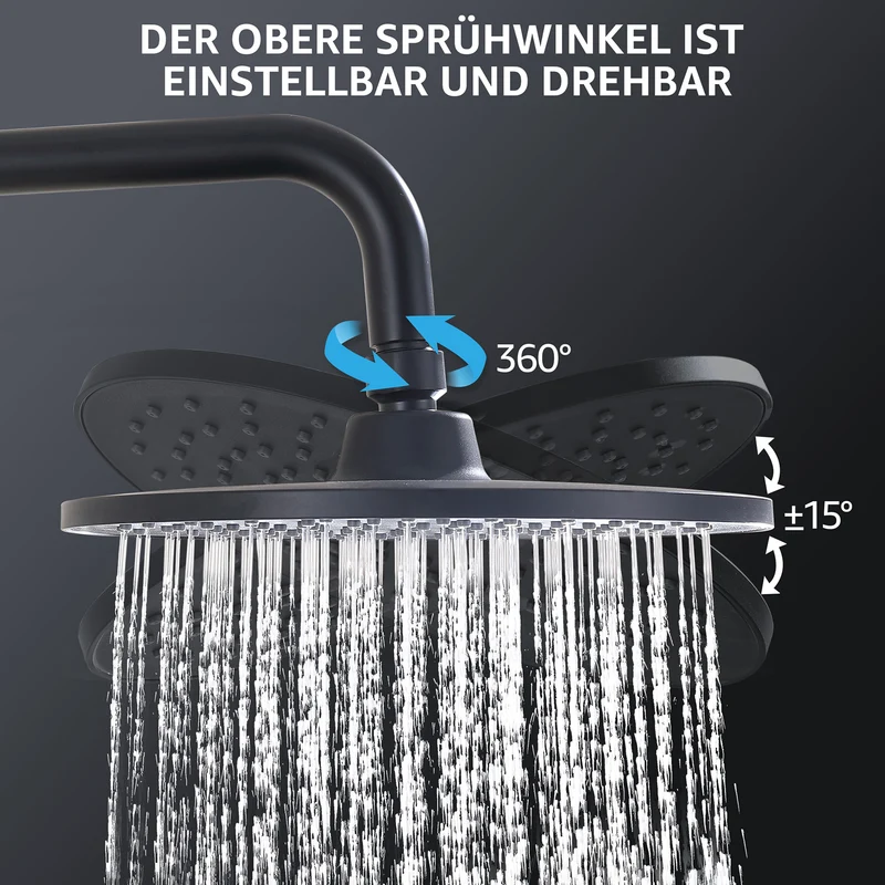 Homelody Duschsystem Abnehmbares Duschsystem mit Wasserfall Badzubehör Duschzubehör